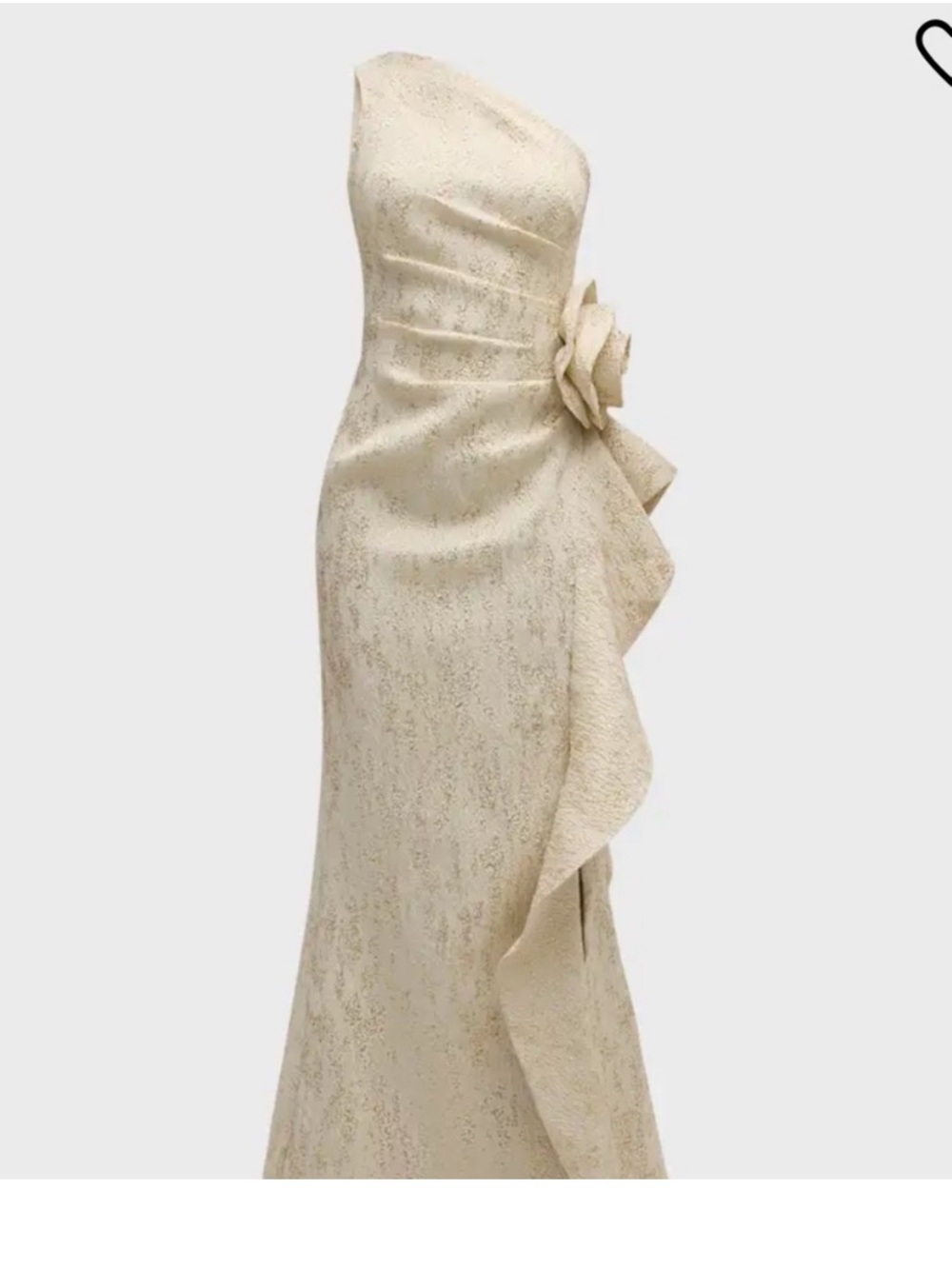 Rickie Freeman Teri Jon One shoulder Metallic Jacquard Trumpet Gown